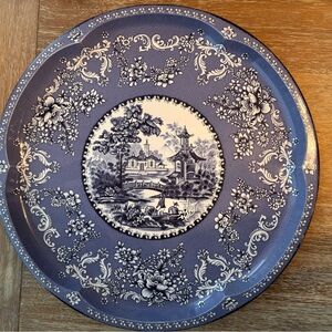 Vintage Daher Blue and White Tin Tray